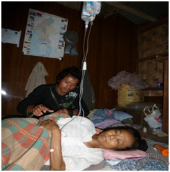 A woman being treated for malaria