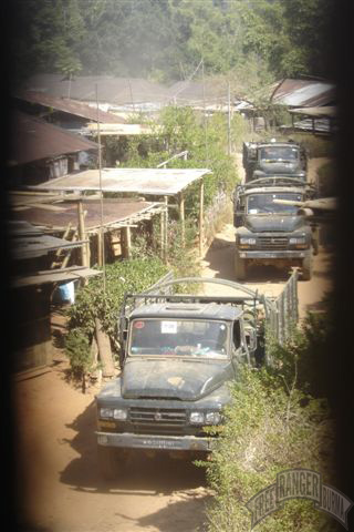 Burma Army Trucks from Division 66 transport supplies