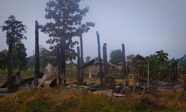 The burned remains of a home in section 2 of Nam Lim Pa village.