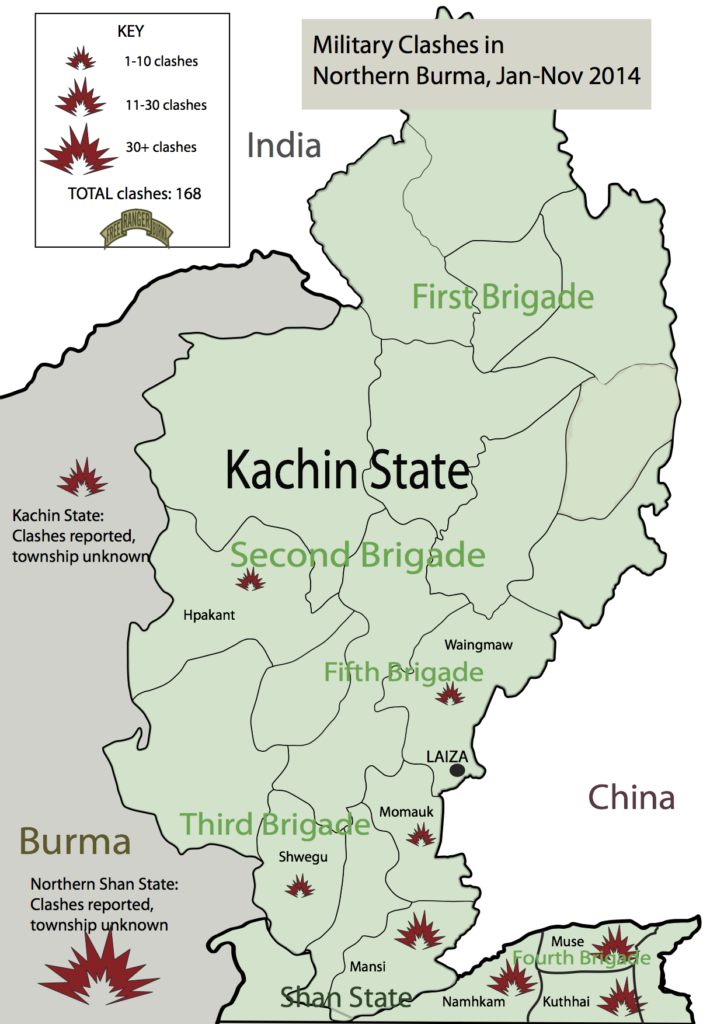 Map of conflict zones in Northern Shan State and Kachin State