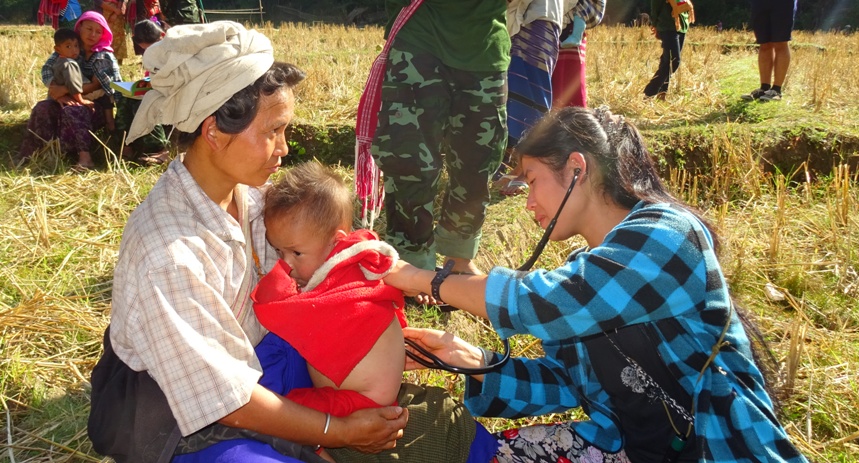 FBR medic treats patients at field clinic during the GLC program.