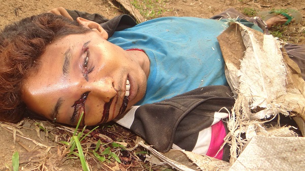 Stab wounds to victims face inflicted as he lay wounded.