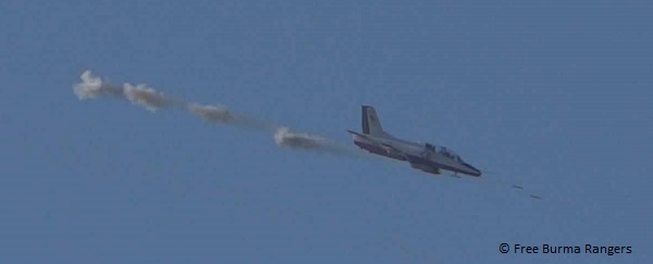 Burma Air Force Jet fires rockets at KIA positions around Nam Lim Pa 20/5/2015