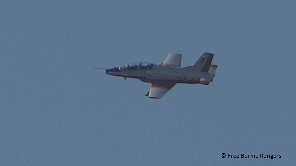 K8 Karakorum attack aircraft of Burma Air Force turns for attack run