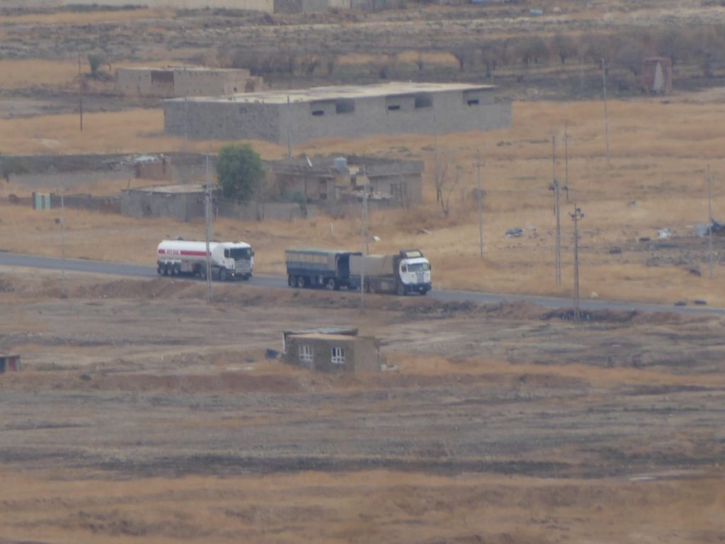 ISIS resupply trucks outside Sinjar on the way to Syria