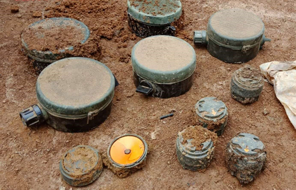 Mines recovered by the KIA from around the Company Office in Pung Swi Yang.